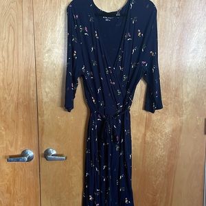 Navy floral wrap dress
